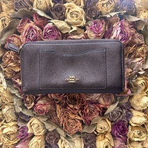 Coach Brown Leather Accordion Zip Wallet